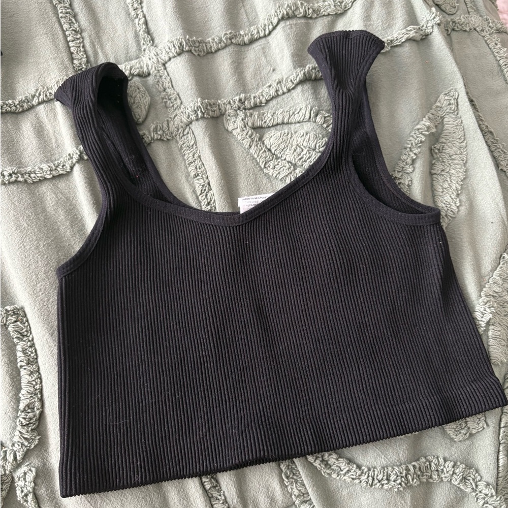 Cotton On Black Ribbed Crop Top